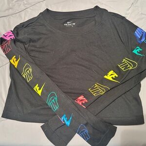 Nike Black Long Sleeve Shirt with Colorful Logo